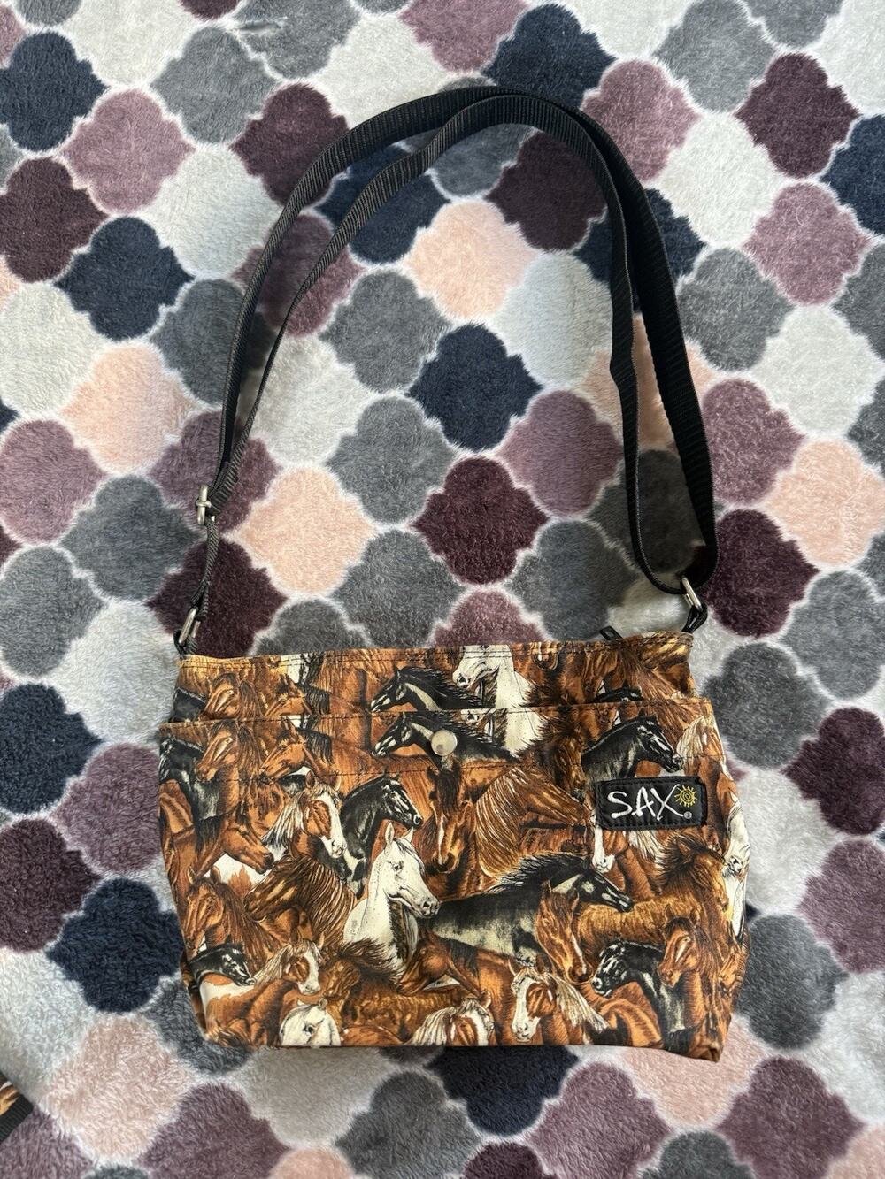 SAX Horse Pattern Handbag Purse Shoulder Bag With Matching Wallet Equine